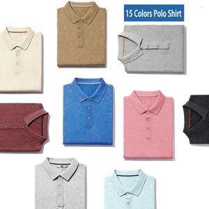 Männer Polos 15 Farben S Männer Pullover Qualität Gekämmte Baumwolle Stricken Sommer Kurzarm Männliche Pullover Trun-Down-Kragen Fit 4XL Muls Marke