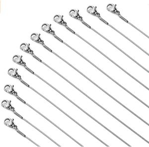 10pcs lote de aço inoxidável Colar de corrente de cobra redonda com fecho de lagosta para jóias DIY Fazendo 46 cm de 1,2 mm de 18 polegadas)