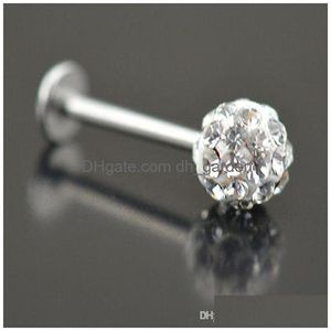 Labret Lip Piercing Jewelry Stud 20pcs/лот 6/8/10/12 мм прозрачный шамбалла Ball Cz Gem Disco Body Cring Ring Bar Drop Drow Dhgarden DH5XQ