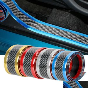 Car Dvr Car Stickers Anti Scratch Door Sill Protector Rubber Strip Carbon Fiber Threshold Protection Bumper Film Sticker Styling Drop Dhsrk