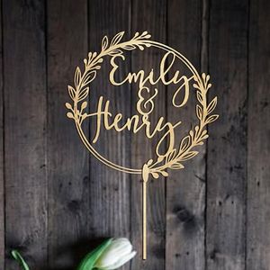 Outros suprimentos para festas de evento, bolo de casamento personalizado topper sr e srs wreath bolo topper topper casal de madeira rústica bolo de casamento personalizado topper 230217