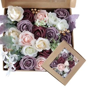 Dekorativa blommor kransar Artificial Rose Combo Box Set för DIY Wedding Bouquets Centerpieces Arrangements Party Baby Shower Home Decorations 230217