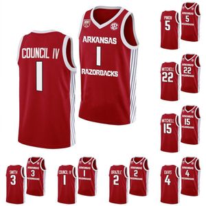 Arkansas College Basketball Jersey Custom Davonte Davis Derrian Ford Jalen Graham Joseph Pinion Makhel Mitchell Nick Smith Trevon