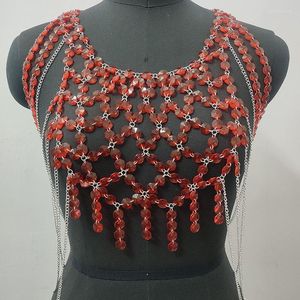 Chains Wide Weaving Bead Shawl Necklace Multi-layer Hollow Out Breast Chain Women Party Show Sexy Bra Cover Body Jewelry