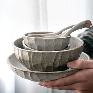 ボウルズ日本のセラミックレトロボウル粗い陶器ライススープ食器ホームエルヴィンテージデザート小さな食器