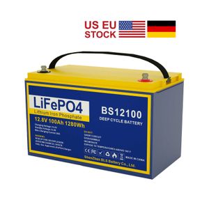 12V 100AH ​​LIFEPO4 Bateria de ciclo profundo com 4s 12,8V 80a BMS Substitua a maior parte do barco solar RV de backup RV BOOT US DHL UPS FAST SHIP