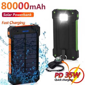 Mobiltelefon Power Banks Solar Power Bank Top 80000mAh Waterproof Case Kits Dual USB Smartphone Batteriladdare Extern Box Ficklight For Smartphone J230217