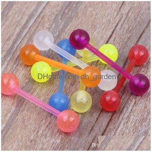 لسان حلقات Barbell 100pcs/Lot Mix 6 Color Acrylic Glow in Dark Ring Body Jewelry Drop Drop