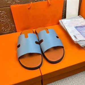 Izmir Design men's flat slipper slide sandal beach flats slip on genuine leather rubber sole mens casual flats Luxury brand design with box fastship size38-46