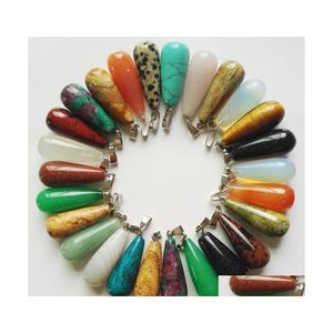 Charms naturliga stenvatten droppe roskvart lapis lazi turkos opal h￤nge diy f￶r halsband ￶rh￤ngen smycken g￶r leverans hitta dhnpv