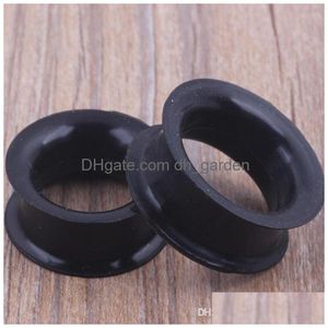 Plugs Tunnels F27 Mix 425Mm Sile Double Flare Flesh Tunnel Ear Plug 192Pcs Black Color Body Jewelry Drop Delivery Dhgarden Dh0T3