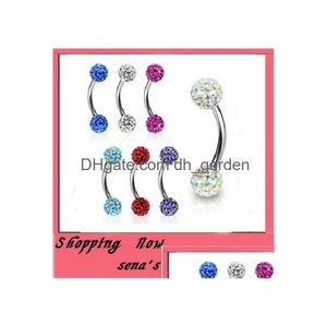 Ögonbrynsmycken E10 Ring 30st/Lot Mix 10 Color Shamballa Disco Ball Stud Piercing Jewery Bar Drop Delivery Body DHGARDEN DHVLD