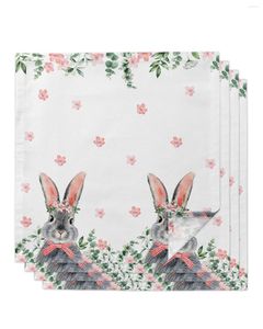 Table Napkin Easter Eucalyptus Flowers Set Wedding Party Cloth Festival Decor Napkins Tea Towel