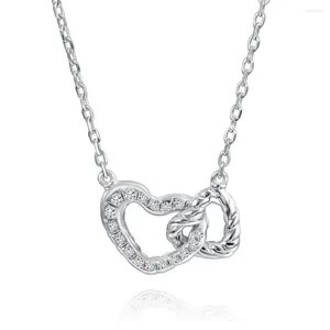 Ketten M-JAJA Moissanit Herz Halskette 925 Sterling Silber Einstellbar Mode Anhänger Valentinstag Geschenk Edlen Schmuck