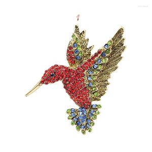 Spille CINDY XIANG Colibrì di strass di colore rosso per le donne Gioielli stile uccello carino Spilla animale Buon regalo di alta qualità