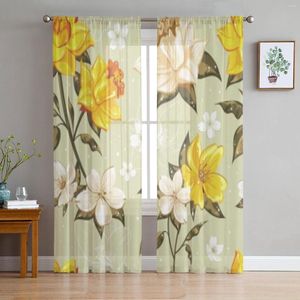 Gardin Elegant vår Floral Bay Window Screening Curtain Drape Panel Sheer Tulle för vardagsrummet sovrum Voile Organza