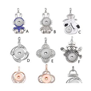 Charms Crystal Snowman Snap Button Pendant Accessories smycken DIY 18mm Ginger Halsband f￶r kvinnor Julklapp leverans Findi DH7H4