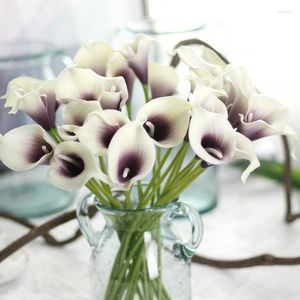 Kwiaty dekoracyjne 10pcs Lot 33cm prawdziwy dotyk pu calla lilia sztuczny kwiat DIY Dom Wedding Party Decoration Bukiet panny młodej