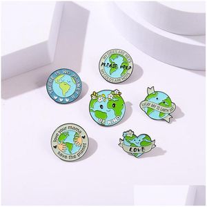 Автомобиль DVR Аксессуары для мультфильмов, пожалуйста, помогите Earth Enamel Pin Custom Be Guld No Planet B Brooches Byle Badge Environment Disterry Dired Dhtak