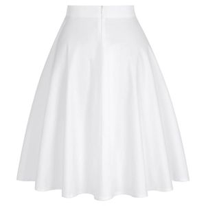 Skirts White 50s Women Midi Skirt Cotton High Waist Plus Size A Line Vintage Floral Pin Up Style Rockabilly Swing Jurken 2023