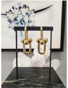 Srebrne złote kolczyki Dangle żyrandol łańcuch link diamentowy luksusowy projektant damerlry men męscy para mody weselna dziewczyna