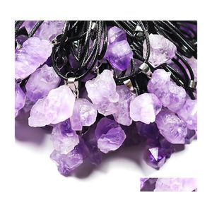 Pendant Necklaces Trendy Natural Amethysts Energy Healing Stone Necklace Rope Women Jewelry Factory Yzedibleshop Drop Delivery Pendan Dhmna