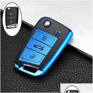 CAR DVR CAR KEY CASE ER للغولف 7 MK7 Tiguan Passat Skoda Octavia Kodiaq Karoq Seat Ateca Leon Drop Droplies الدراجات النارية Inte Dhftv