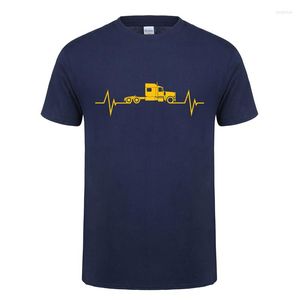 Men's T Shirts Truck Driver Men Summer Fashion Short Sleeve Cotton O-neck Heartbeat Of T-shirt Clothing Tops Tee OT-897