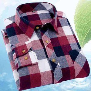 Men's Casual Shirts Spring And Autumn Fashion Brushed Flannel Plaid Button-down Single Patch Pocket Long Sleeve Gingham ShirtMen's