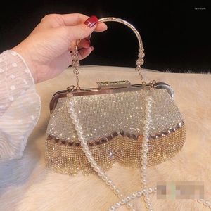 Abendtaschen Clutch Bag Luxus Frauen Perle Designer Handtaschen Diamant Für Damen Quaste Hochzeit Party Beutel Totes Bolsa E588