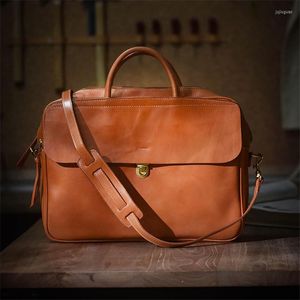 Briefcases Business Fashion Genuine Leather Men Women Briefcase Casual Luxury Real Cowhide Handbag Organizer Designer Laptop Messenger Bag