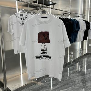 Xinxinbuy Men designer tee t shirt 23SS Paris finger etikett bokstav tryck kort ￤rm bomull kvinnor vit svart beige s-2xl