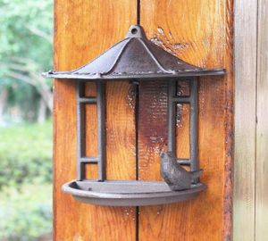 Other Bird Supplies Cast Iron Tapered Dome Wall Feeder Farm House Accents Antique Rustic Home Garden Mounted Shape Storage Tray Ra3200971