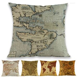 Cuscino stile retrò vecchio mondo vintage mappa nautica decorazione della casa copertura divano sedia sedia auto fodera in cotone e lino