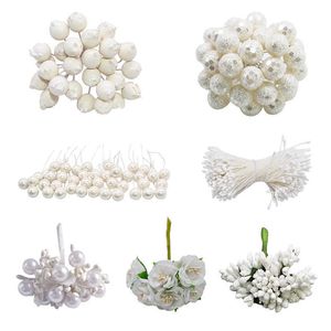 装飾的な花の花輪手作りの人工花雄しゃく白い花チェリーベリーブーケディーウェディングクリスマスクラフトギフト装飾T230217