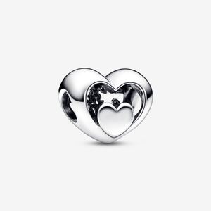 Charms 925 Sterling Gümüş Openwork Kalp Betiği Takılar Orijinal Avrupa Cazibesi Bilezik Moda Kadınlar Düğün Nişan Mücevher Aksesuarları