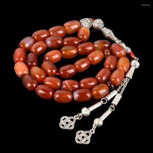 Suç kırmızı akik zincir düğümlü kolye mala mücevher gfit 33 carnelian dua İslami Tasbih Tespit Boncuklar Müslüman
