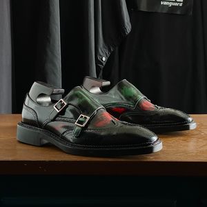 Sapatos artesanais Monk Strap Shoes Completa Moda de Couro Menina T￪nis Formal Sapatos Male Oxfords Sapato Escritado