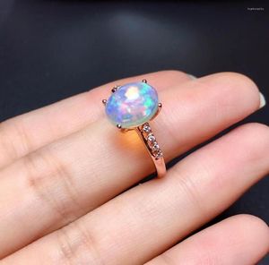 Cluster-Ringe Ankunft natürlicher und echter Opal-Ring Hochzeit Verlobung für Frauen 925 Sterling Silber