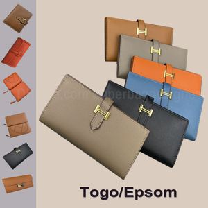 7A Quality women wallet togo epsom cowhide leather wallet single zipper wallets card holder lady ladies long classical purse clutch with orange box card
