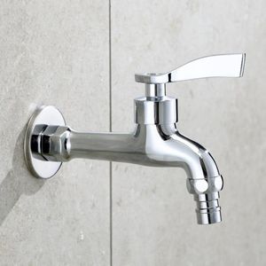 Bathroom Sink Faucets High Quality 14cm Longht Faucet Brass Outdoor Garden Washing Machine Tap Chrome Plated Standard G1/2' Threaded Bibcock