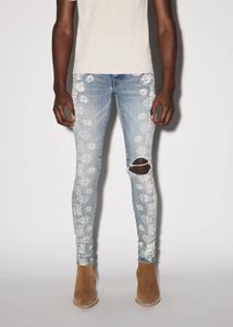 2023 neues Modell, luxuriöse Herren-Jeans im Used-Look, zerrissene Skinny-Designer-Jeans ~ Jeans in US-Größe 28–38 ~ hochwertige, schlanke Motorrad-Moto-Biker-Casual-Denim-Hose, Hip-Hop-Jeans