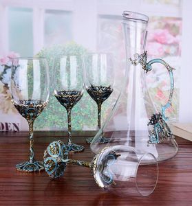 Şarap bardakları Avrupa vintage emaye cam seti kristal kırmızı şampanya goblet dekanter düğün hediyesi7166570