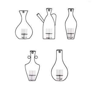 Vases Nordic Style Flower Vase Terrarium Container Iron Stand With Glass Cup Hydroponic Ornament Plant Holder Hanging For Office Decor