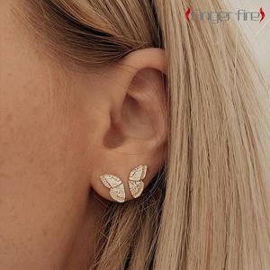 Stud Earrings Fashion Gold Plated Butterfly Shaped Female Anniversary Gift Beach Party Jewelry Quality Of Life Working Noble
