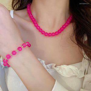 Collane con ciondolo Giappone e Corea del Sud Collana semplice con gemme Dolce braccialetto da donna in tinta unita con tendenza alla moda europea americana