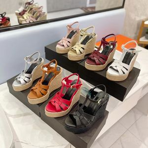 Wedge Ultra High Heel Sandalen Slip Sleeve Open-Toe Fashion Echtes Leder Dicke Sohlen Damen Abendkleid Designer High Shoes Factory