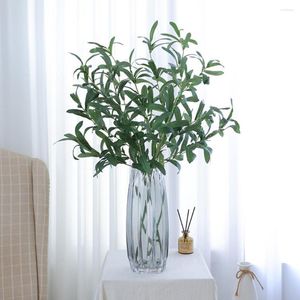 Decorative Flowers Fake Olive Branch Faux Silk Artificial Green Plants No Watering Ten Forked Branches Stems