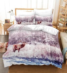 Bedding Sets Elk Deer Christmas Duvet Cover Queen Set 3D Bed Girls Full Size Quilt Twin Unisex Home Textiles1591626