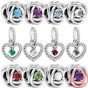 Real 925 Sterling Silver Heart Eternity Charms Beads Pendant Fit Original Pandora Bracelet for Women Jewelry